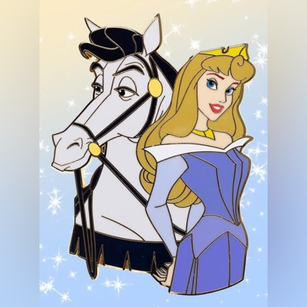 Disney Blue Aurora & Samson Pink A La Mode PALM Enchanted Equestrian Horse Pin